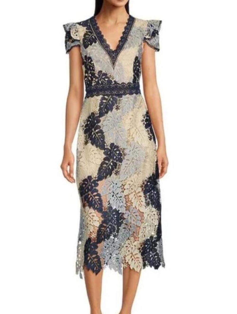 Adelyn Rae Adeline Palm Lace Midi Dress